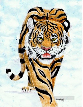 Tiger in snow Oil Paintings